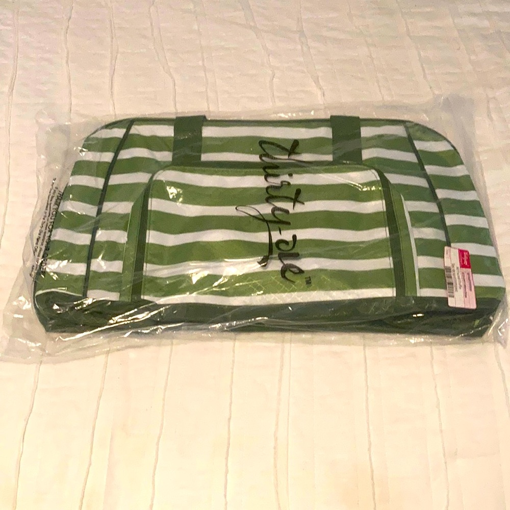 Thirty one Green and white stripe duffle BNWT